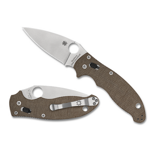Spyderco | Manix 2 - Brown Canvas Micarta CPM Cruwear Plain Blade